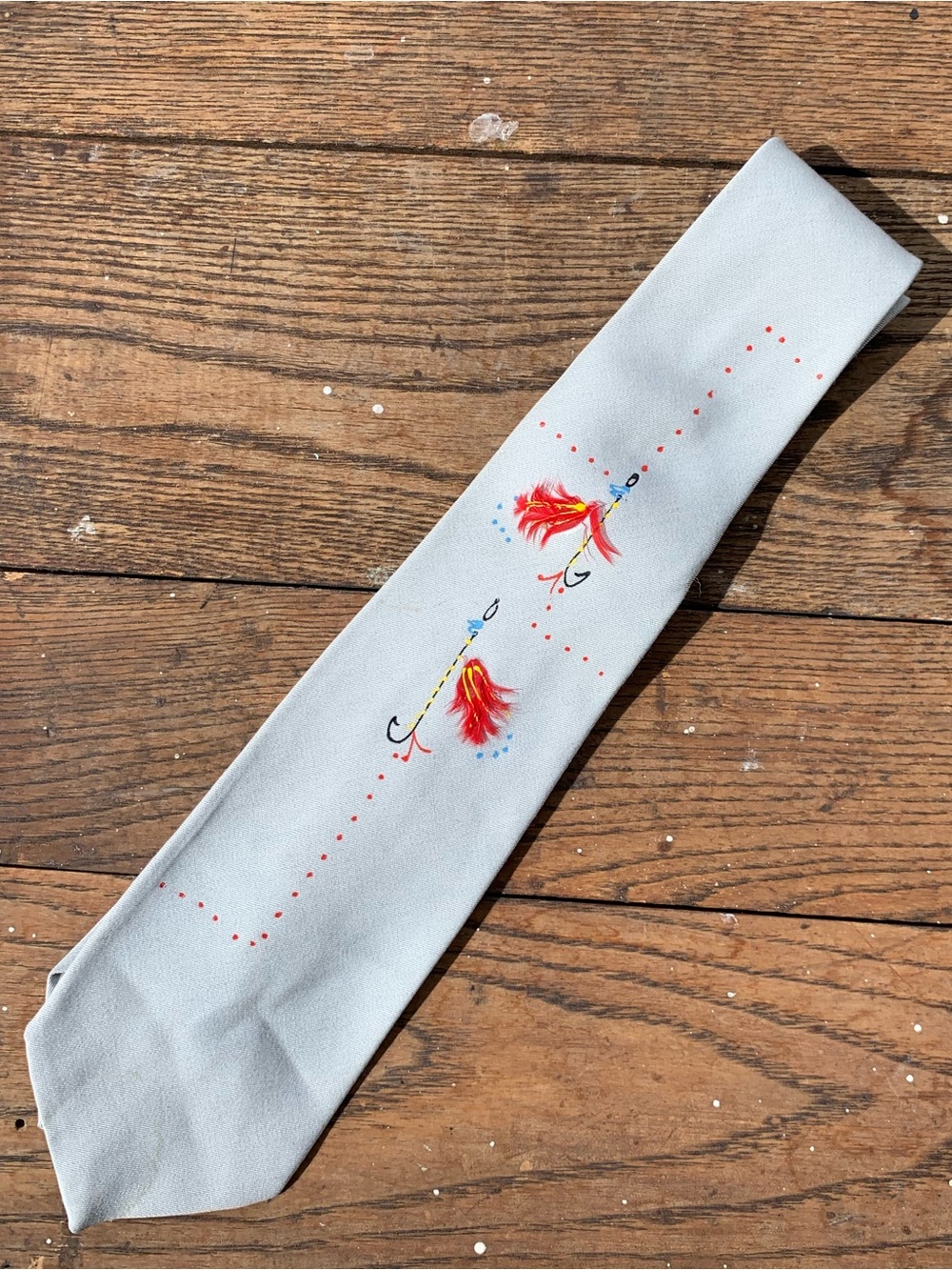 Vintage Lelewer Arco Gray 3-D lure appliqué and real feather fishing tie